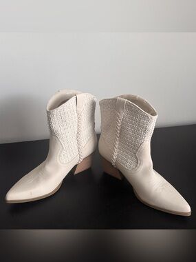 DV by Dolce Vita Cream Braided Western Ankle Boots